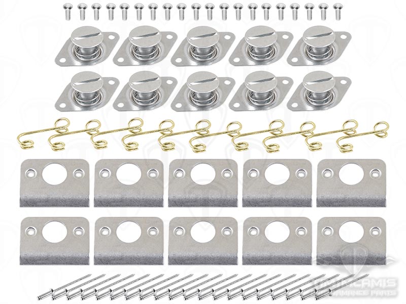Turn Quick Release Steel Dzus Button with Springs and Tab Plates 10 Pack - 1