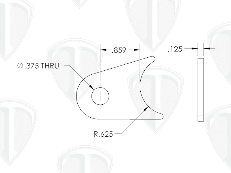 3/8" Radius Tab Dimensions