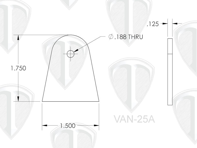 3/16" Universal Tab Dimensions