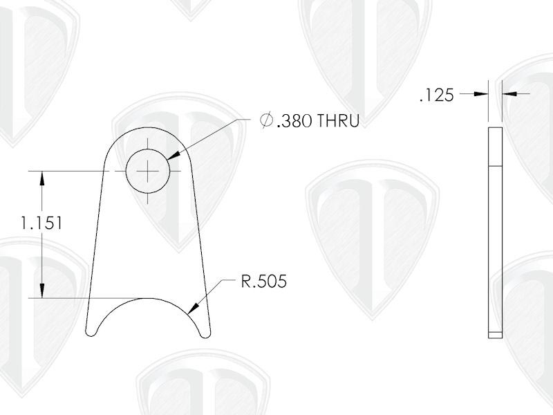 Hand Brake Cross Shaft Tab Dimensions